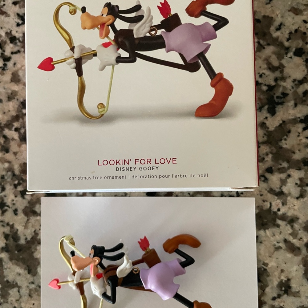 Hallmark Disney Goofy Cupid Ornament - Red, Purple, Gold